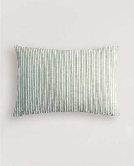 Funda Cojín Rayas Verde Lavado (30x50)