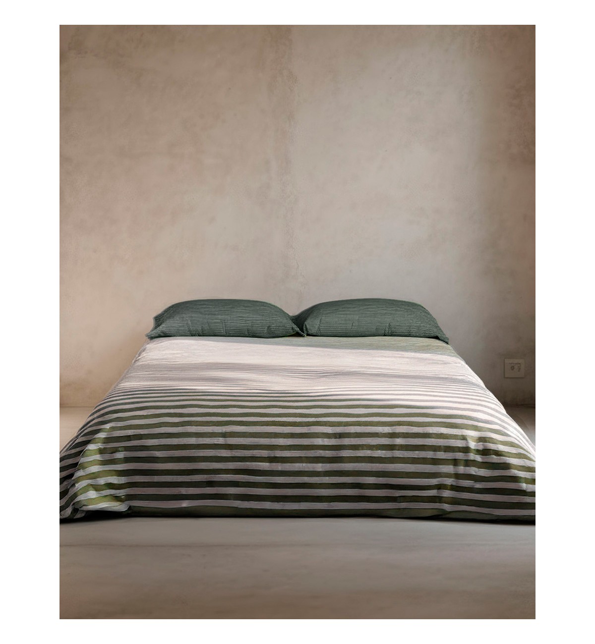 Funda Nórdica Reversible Estampado  de rayas Verde Agua – Fácil Plancha