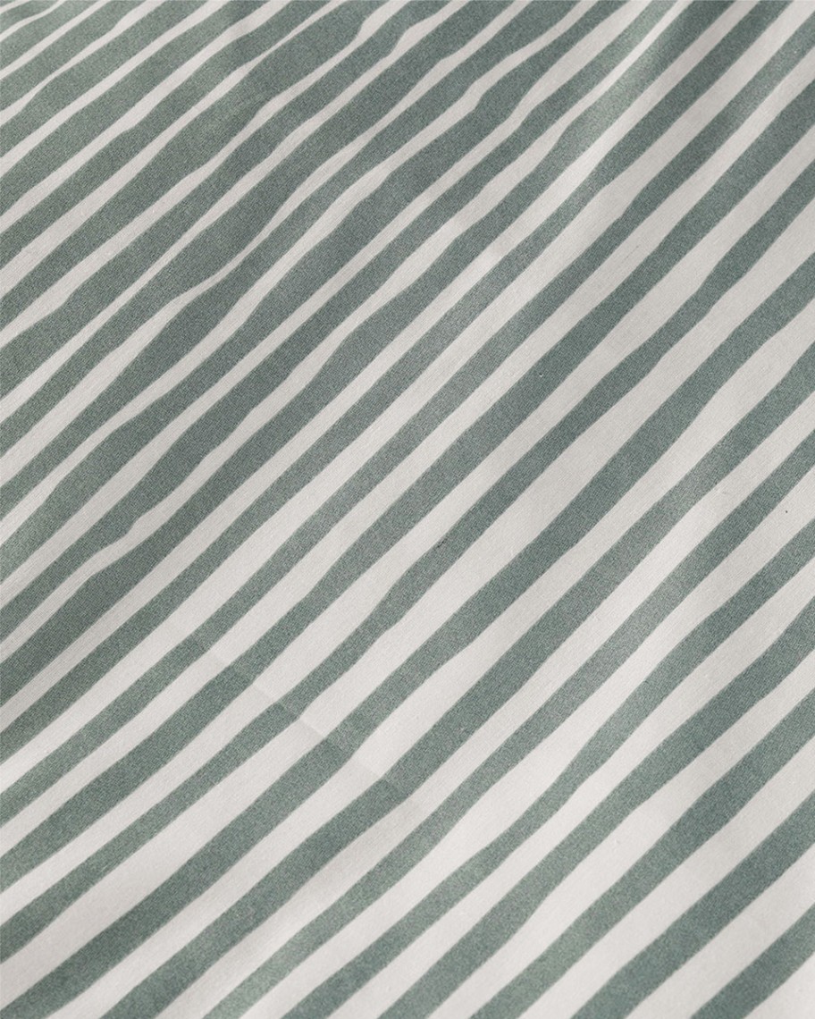 Funda Nórdica Reversible Estampado  de rayas Verde Agua – Fácil Plancha