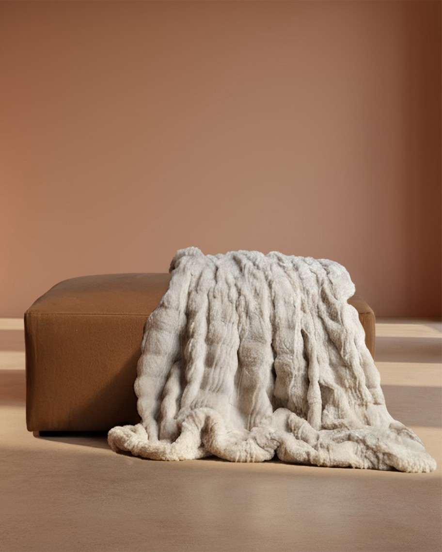 Plaid pelo sintético con reverso borreguillo Beige