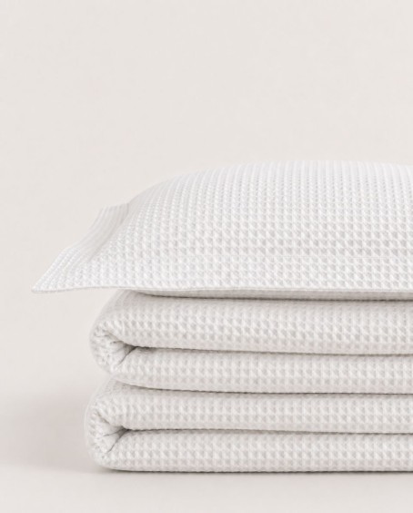 Funda nórdica waffle blanca 100% algodón | Textura ligera y elegante
