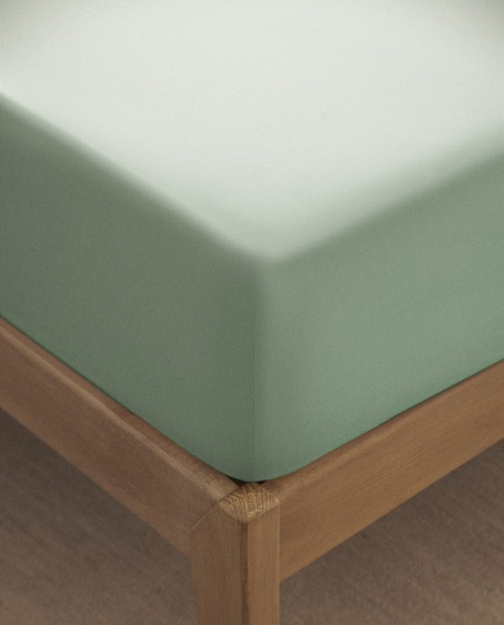 Sábana Bajera 200Hilos Algodón Percal Verde Agua