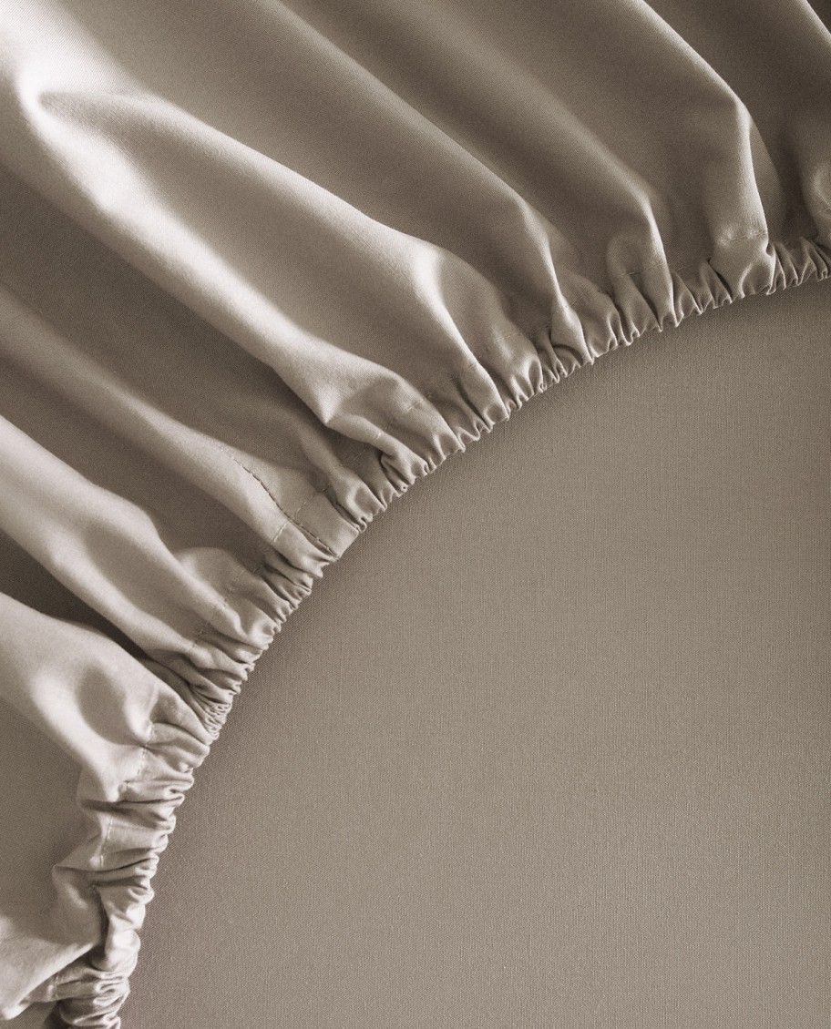 Sábana Bajera 200Hilos Algodón Percal Beige