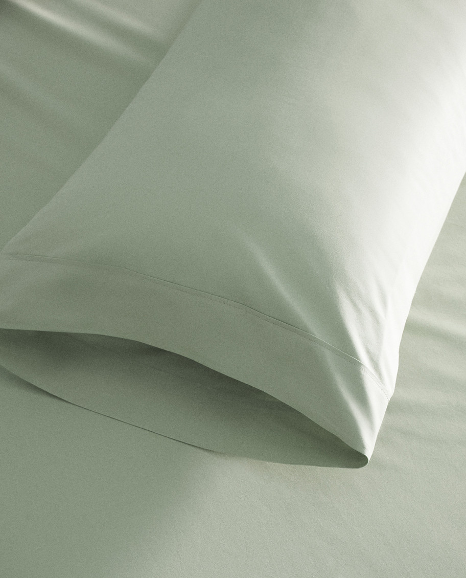 Funda de Almohada 200Hilos Algodón Percal Verde Agua