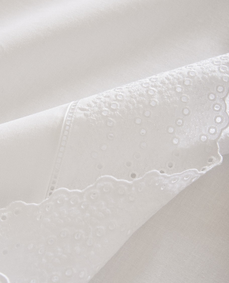 Funda de Almohada Puntilla Ondas Algodón 180Hilos